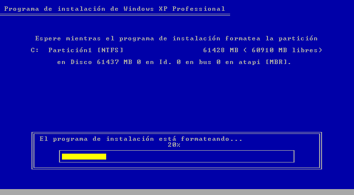 Instalar Windows XP, 08, Informacion sobre el formato