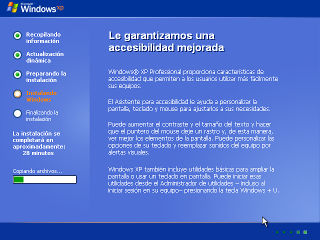 Instalar Windows XP, 18, Copiando y configurando red